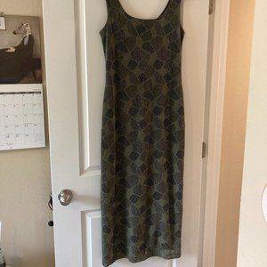 Vintage Retro 90s Sheath Maxi Dress - Army Green … - image 1